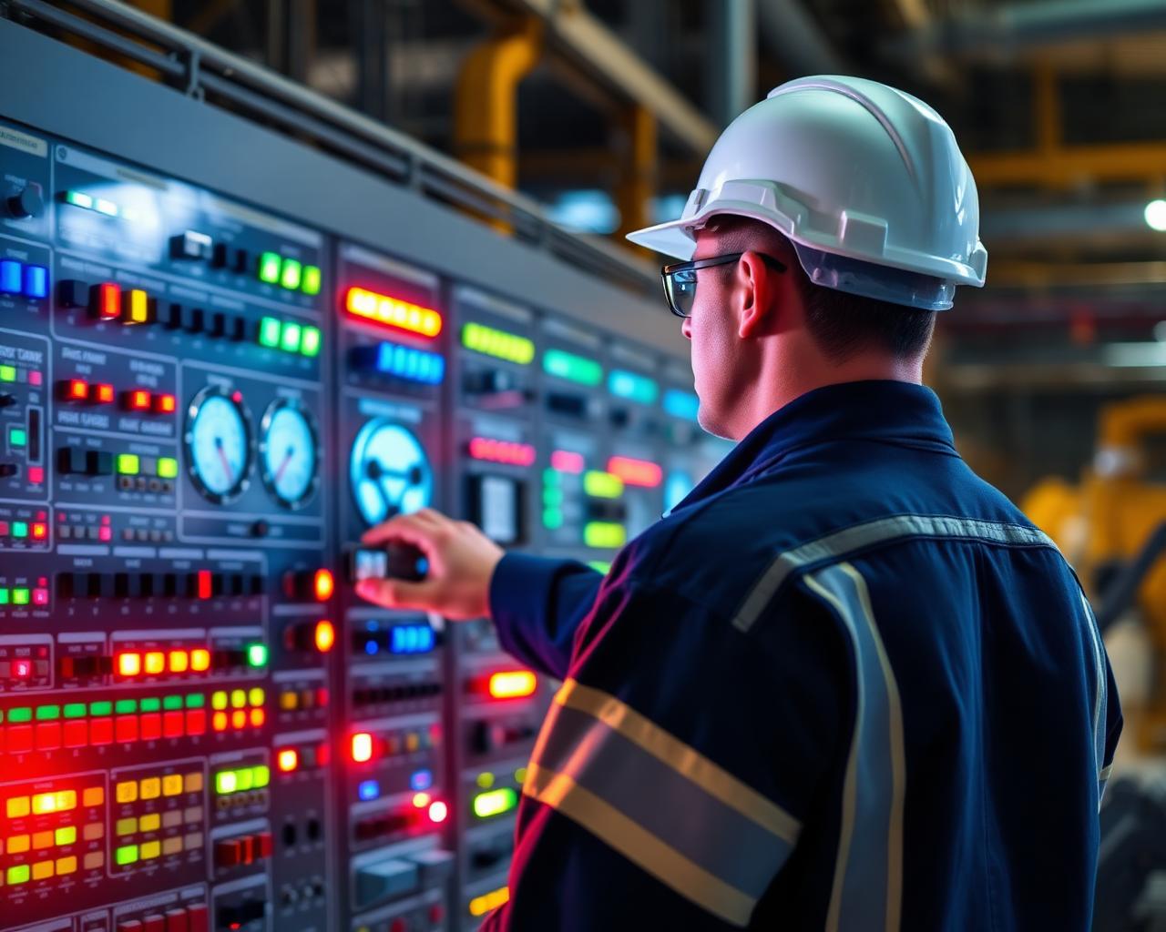 Engineer at electrical control panel
